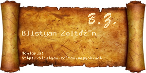 Blistyan Zoltán névjegykártya